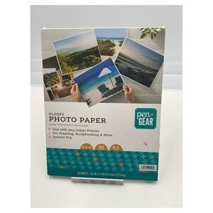 Pen + Gear Glossy Photo Paper 8.5x11 Inch 50 Sheets Inkjet
